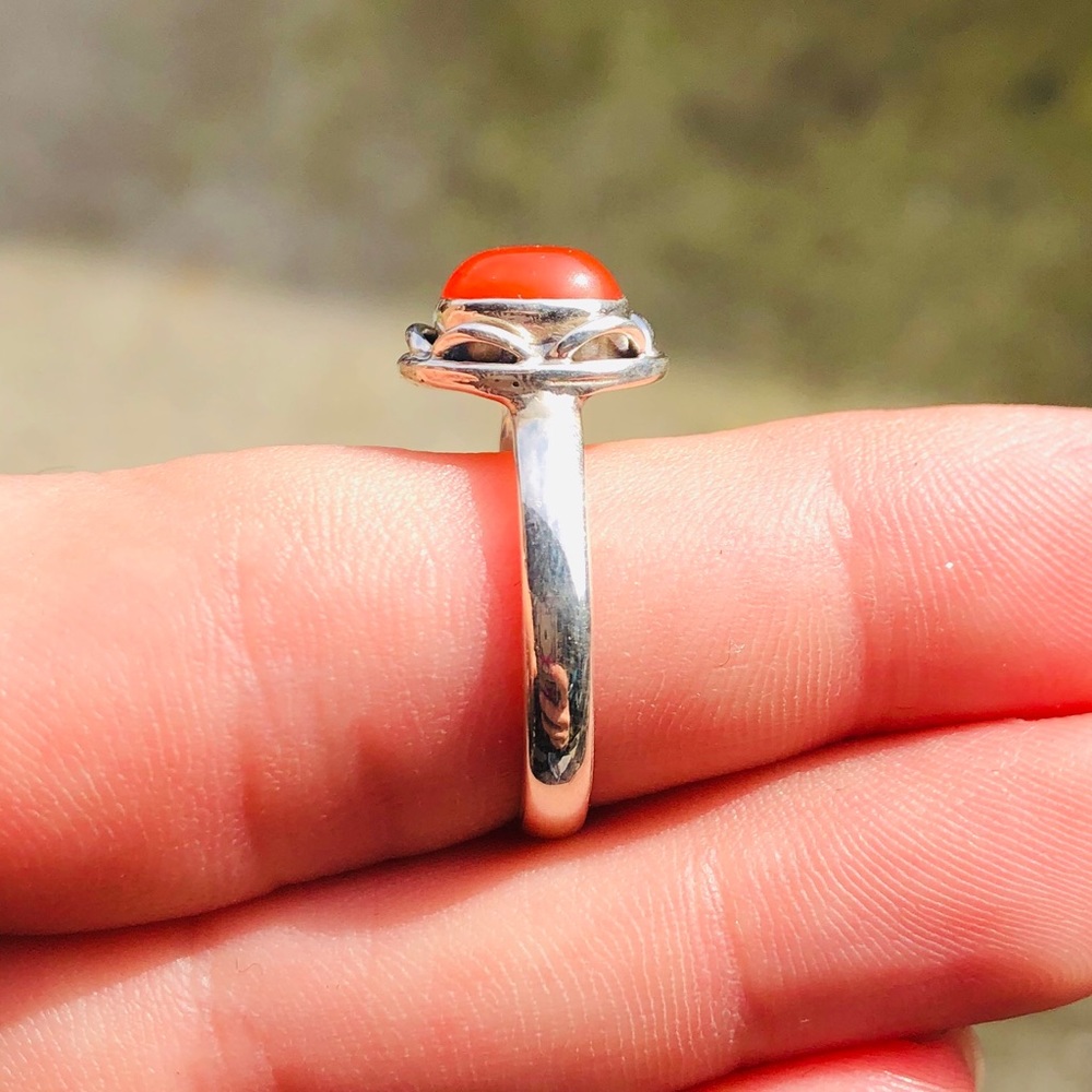RESERVED Natural Carnelian Cab 925 Ring - Picture 2 of 4